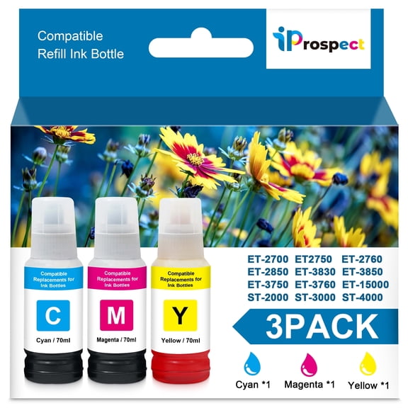 Compatible Color Ink Refill Bottles Replacement for ET-3760 ET2760 ET2750 ET-4760 ET-2850 ET-15000 ST-4000 ST-2000 ET-3710 ET-3850 ET-3750 ET-4850 ET4750 ET2700 ST3000 ET3700 Printer