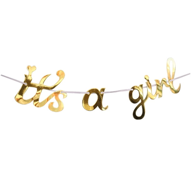 Yuarrent Banner de papel para colgar en la pared para Baby Shower con buen efecto de demostración, destacado, fácil de aplicar Kits de decoración para fiestas Oro es una niña