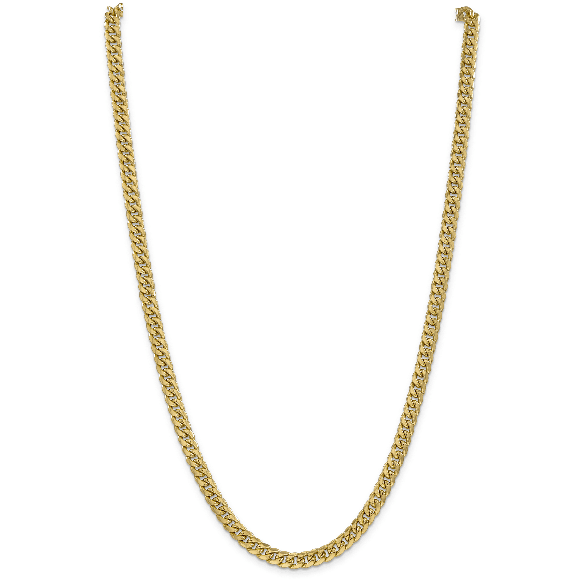 14K Yellow Gold 6mm Semi-Solid Miami Cuban Chain 22 Inch