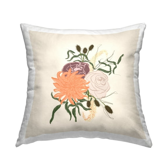 Stupell Industries Blooming Flower Bulbs Mixed Botanical Arrangement Design by Birgit Maria Kiennast Throw Pillow