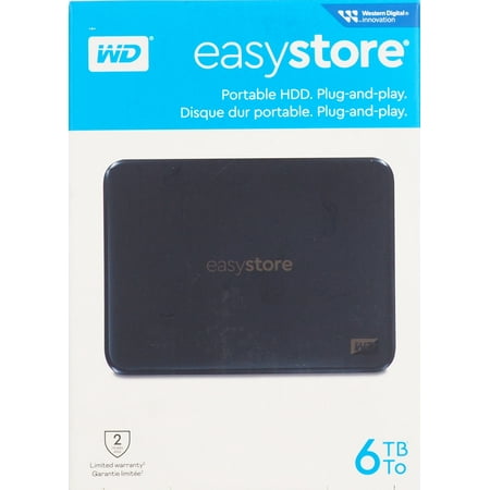 WD - Easystore 6TB External USB 3.0 Portable Hard Drive - Black