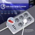 thumbnail image 2 of 10-In-1 Power Strip Multi Outlet Socket with 1.2-Meter Long Cord 6 Outlet 4 USB Port for Home Office Hotel EU Plug, 2 of 5