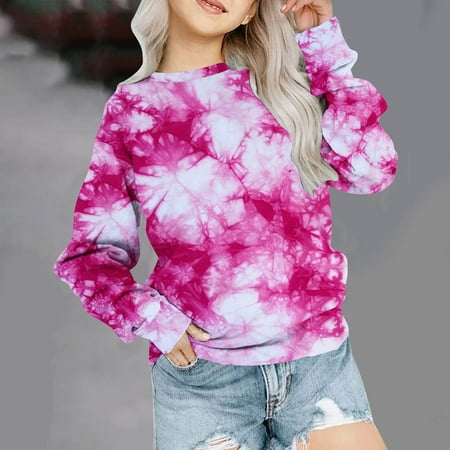 

Girls Crewneck Oversized Sweatshirt Kids Fashion Long Sleeve Pullover Tops 1-12 Years Hot Pink qILAKOG Size 2-3 Years