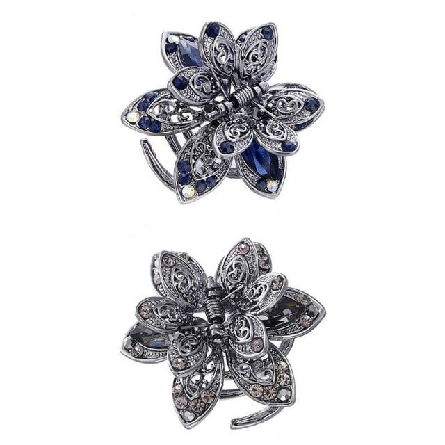 Rhinestone Flower rge Clip Accesorios Para El Cabello Para Mujer Azul +Accesorios Para El Cabello De Garra De Pelo Grande De De Imitación Para Zulema none