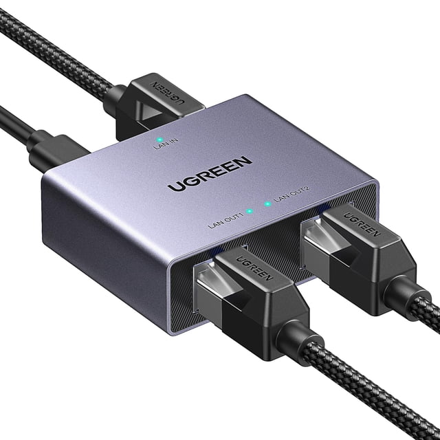 Divisor Ethernet UGREEN 1000 Mbps 1 a 2 para PC, portátil, PS5