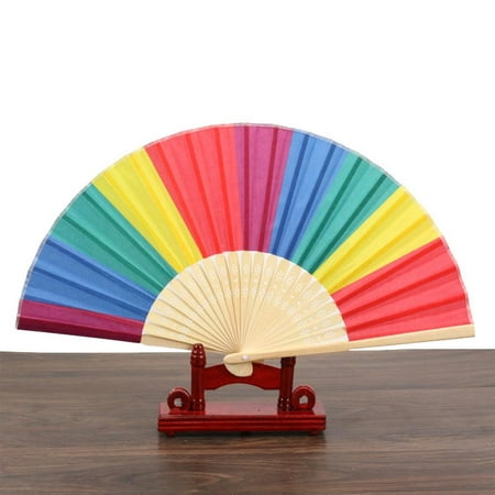 

Fovolat Folding Hand Fan Rainbow Folding Fan Decorative Ornaments Hand Fans for Women Foldable Pride Fan Chinese Bamboo Colorful Hand Held Fan Enjoy Natural Wind Environmentally Friendly Save cool