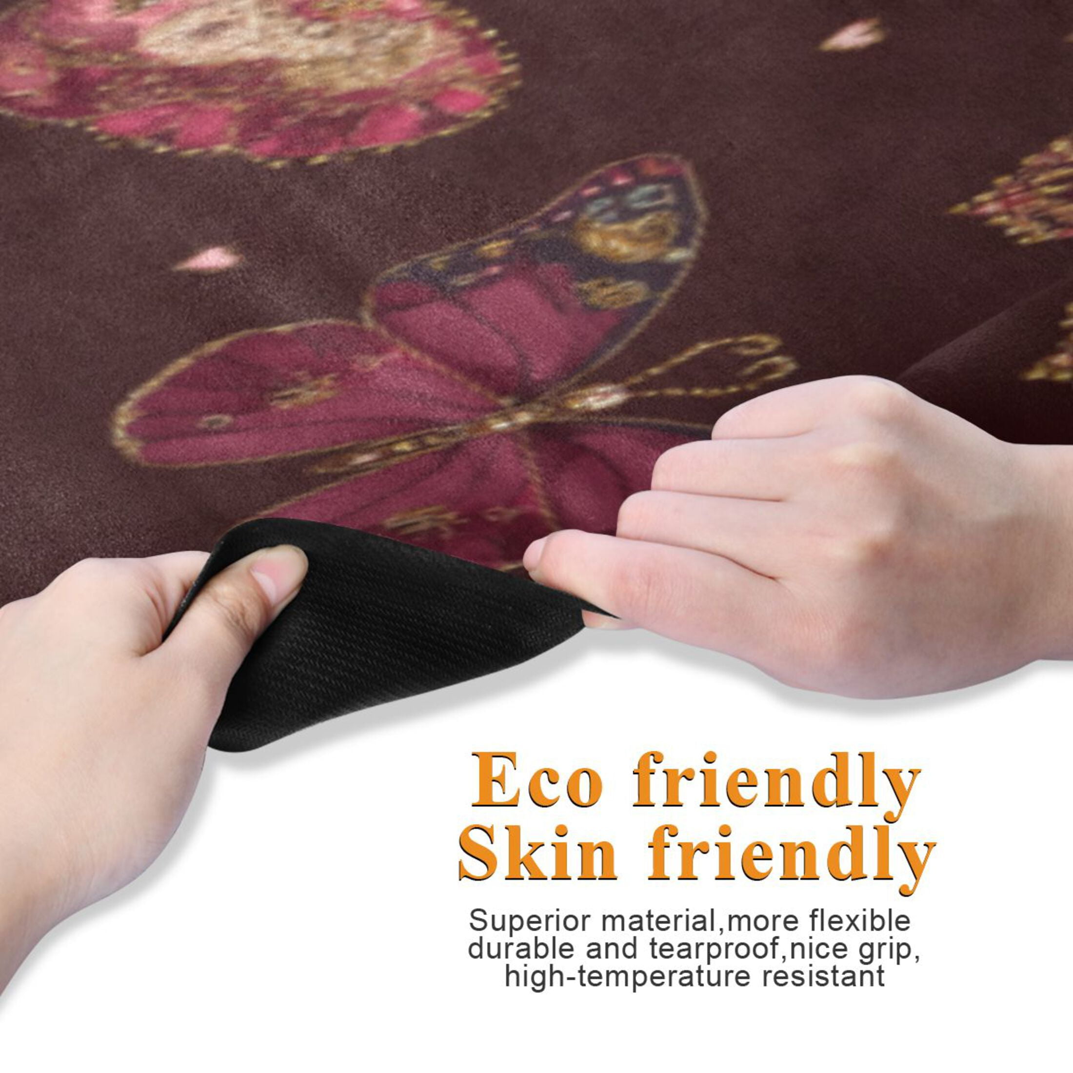 BZSMCE Yoga Mat Women Fitness Mat Gothic Butterfly Heart Tapestry Pattern