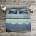 thumbnail image 3 of Ambesonne Scenery Quilted Bedspread Set 3 Pcs, Tropical Island Flowers, Queen Size, Charcoal Grey Green, 3 of 3