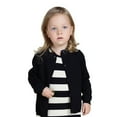 thumbnail image 3 of Baywell Baby Girl Boy Knit Cardigan Sweater Toddler Button Up Cardigan Long Sleeve Solid Top Fall Winter Clothes Black 12-18 Months, 3 of 6