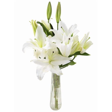 KaBloom : White Lilies with Vase, Next-Day Delivery, Gift for Every Occasion.