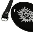 thumbnail image 2 of Supernatural Anti Possession Symbol Round Leather Luggage Card Suitcase Carry-On ID Tag, 2 of 8