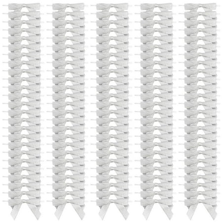 Silver Satin Bow Twist Ties for Treat Bags (100 Pack)