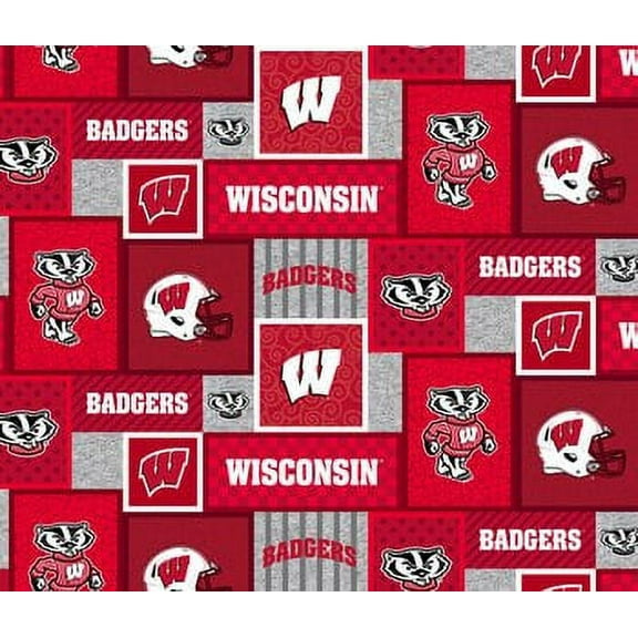 NCAA-Wisconsin WIS-1177 College Patch Crafting Fleece, by the yard