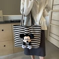 thumbnail image 4 of Bolso de mano a rayas de gran capacidad para mujer, bolsa de lona con dibujos animados de Mickey, nueva moda, 2024, 4 of 5
