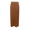 thumbnail image 4 of Fsqjgq Skirts for Women Golf Skirts for Women Brown Pleated Long Skirts for Women Fashion Black Plus Size Skirt Women's Half Skirt And Solid Color With Wrap Skirt And Split Skirt M, 4 of 5