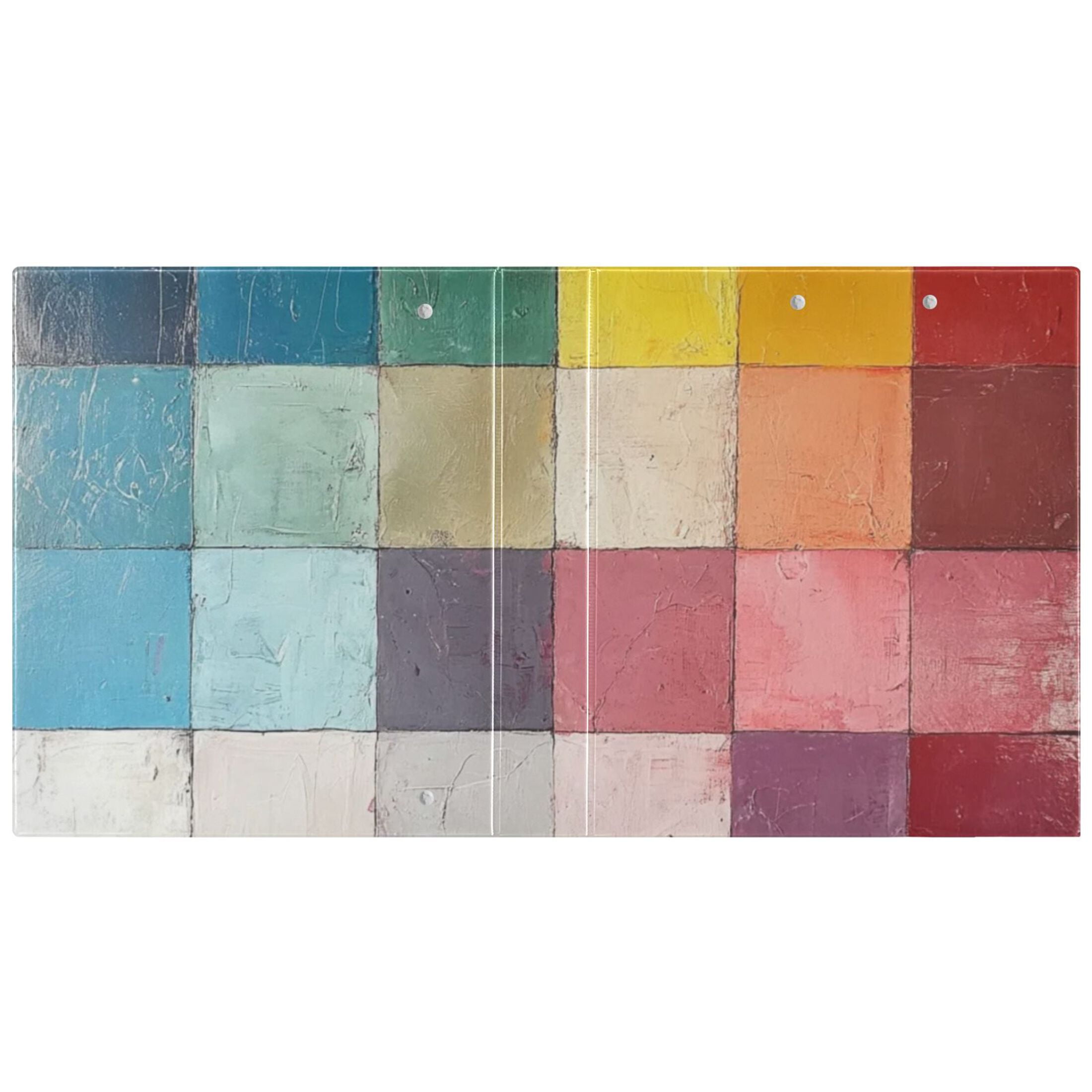 Coloful Grids 3 Ring Binders 1.5 inch Hardcover File Folders with Interior Pockets A4 Size Organizer for School Office Hospital