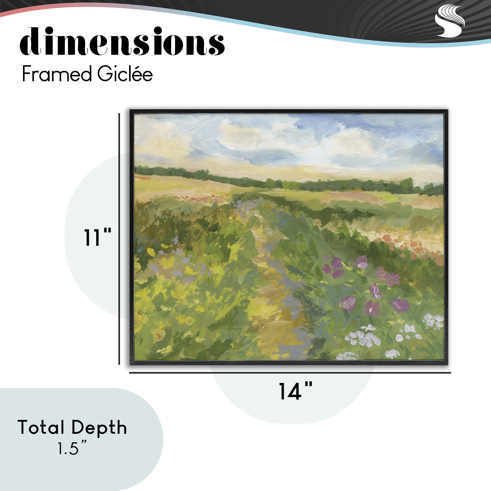 Stupell Industries Windswept Flower Field Black Framed Giclee Art, design by Victoria Barnes