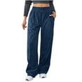 thumbnail image 3 of Women's Winter Yoga Sports Loose Casual Long Pants Trousers with Pocket, High Waisted Elastic Waistband Stretchy Flowy Lounge Wear, Athletic Workout Running Gym Pilates Zumba, Travel Essentials for W, 3 of 9