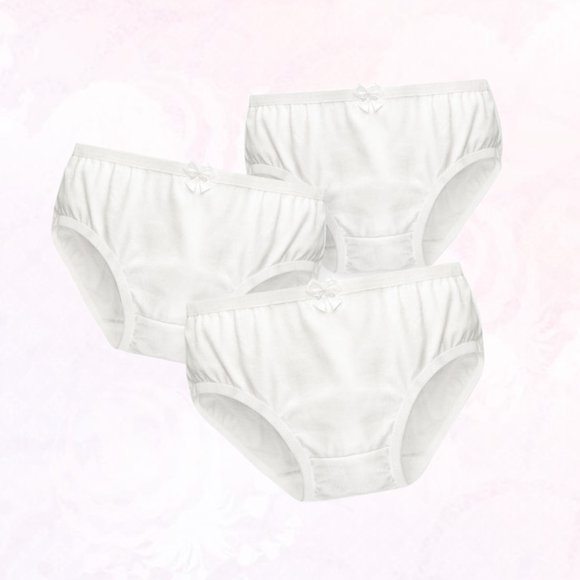 OULII 3Pcs White Cotton Ballet Briefs Soft Breathable High Elastic Waist Underpants