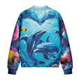 thumbnail image 5 of COEQINE Womens Zip Up Sweatshirt Jacket Relaxed Fit Fall Trendy Bomber Jacket with Pocket, Long Sleeve Cropped Coat Sweatshirts Baseball Outerwear, Large, Dolphin Ocean Coral, 5 of 7