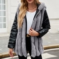thumbnail image 5 of BiZtdJrK Prime Day Sales Women's Faux Leather Coat with Faux Fur Collar Winter Warm Belted Mid Length Trim Jacket Fur Lined with Hood Gray XL, 5 of 8