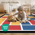 thumbnail image 4 of ODIKA 9'x12' Washable Area Rug Composition Abstract Grid Featuring Interlocking Rectangular for Great Room, Indoor Concept, Large Living Low Pile, Flatwoven, 4 of 7
