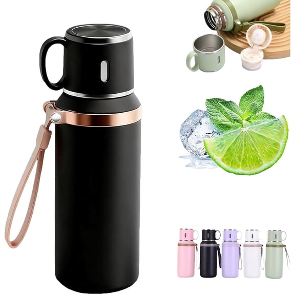 2026 New 316 2-in-1 Stainless Steel Vacuum Insulated Bottle with Lidded Cup, Leakproof Large Capacity Coffee Bottles for Travel and Gym