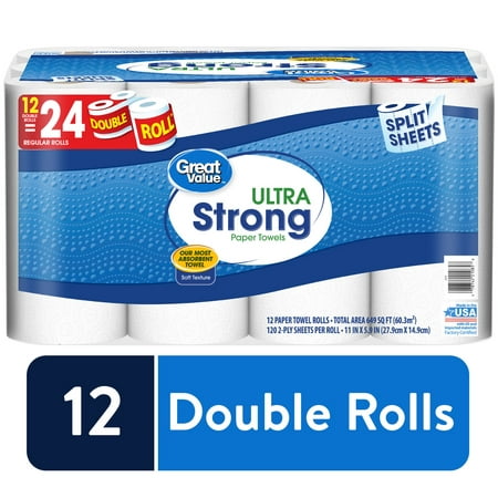Great Value Ultra Strong Paper Towels, Split Sheets, 12 Double (Best Value Vpn For Kodi)