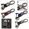 thumbnail image 5 of Hand-woven Leather Keychains Car Key Ring Metal Big Head Keyring Holder Gifts, 5 of 8