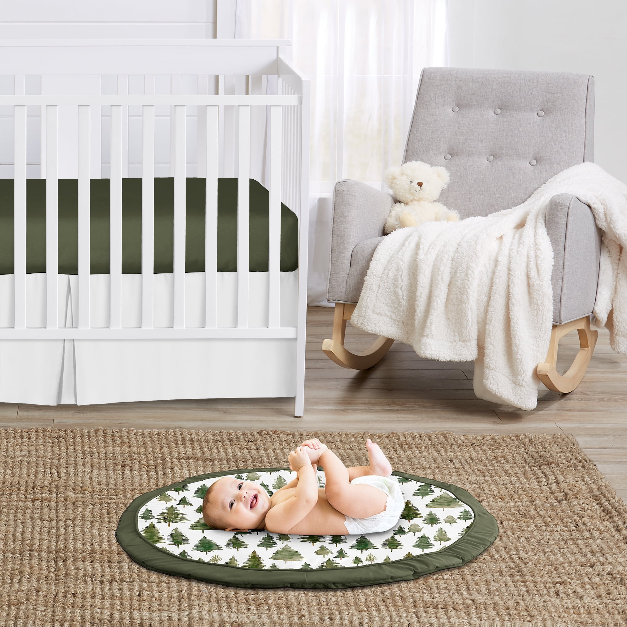 Sweet Jojo Designs Woodland Pine Tree Boy or Girl Gender Neutral Unisex Baby Tummy Time Play Mat