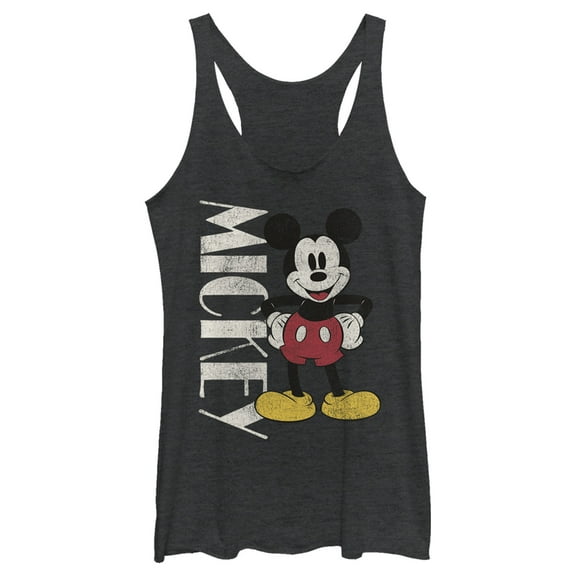 Women's Mickey & Friends Large 90's Racerback Tank Top Black Heather Large