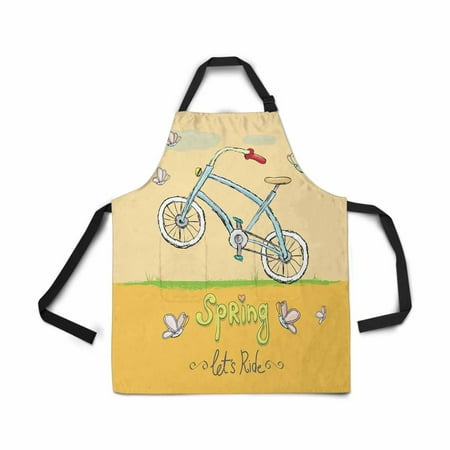 

ASHLEIGH Hello Spring Vintage Bicycle Bike Apron Kitchen Cook for Women Men Girls Chef with Pockets Let S Ride Bike Funny Adjustable Bib Baking Paint Cooking Apron Dress