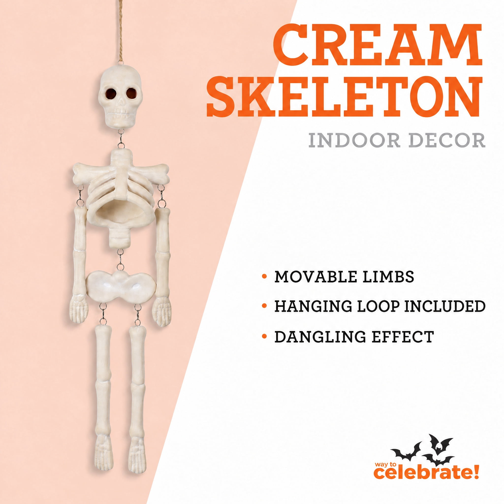 Skeleton Wall Decoration, Cream, 16.7", Halloween by Way To Celebrate