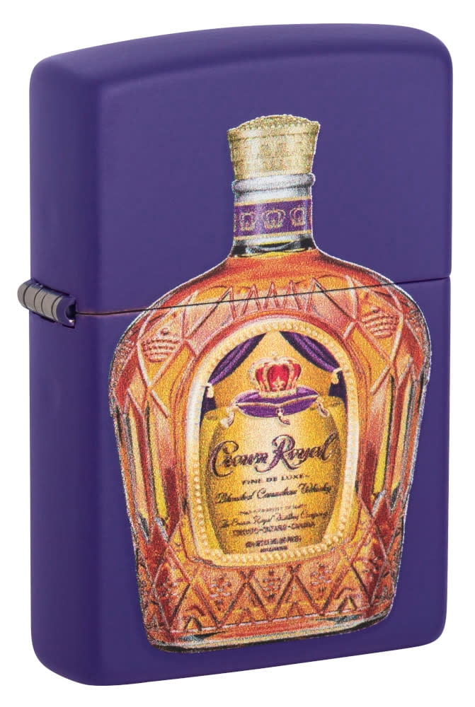 Zippo Crown Royal Texture Print Purple Matte Pocket Lighter and Pouch Gift Set