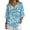 Blue Botanical Print, variant on Casual Women's Imitation Linen-Like Blouse, Bird Blossom Print 3/4 Sleeve Loose Fit Women's Three-Quarter Sleeve Pullover for Daily Wear Everyday Wear Outdoor, Size Medium