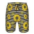 thumbnail image 3 of Goofa Sunflowers On Black And White Stripes Printed Mens Swim Trunks Summer Quick Dry Short Beach Swimwear Bathing Suits-Medium, 3 of 9