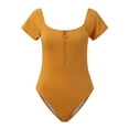 thumbnail image 5 of Aayomet High Cut One Piece Swimsuit Ruffled One Piece Swimsuit V Neck Swimwear Cut Out Back Bathing Suit,Yellow M, 5 of 5