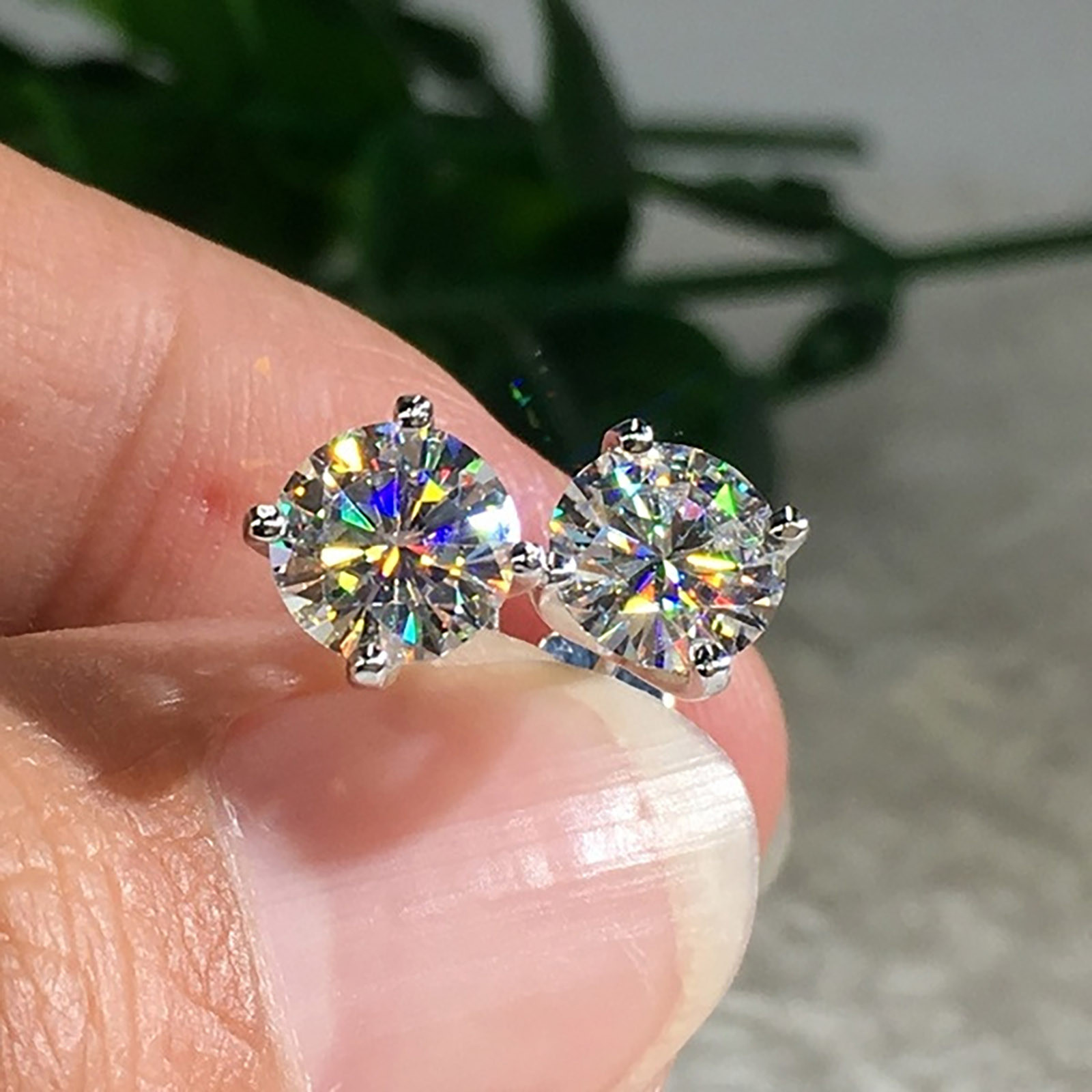 Four Crystal Diamond Stud Earrings For Teen Girls Minimalist Piercing ...