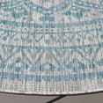 thumbnail image 3 of SAFAVIEH Courtyard Josiah Floral Medallion Indoor/Outdoor Area Rug, 6'7" x 6'7" Round, Light Grey/Aqua, 3 of 10