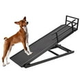 thumbnail image 2 of MOPHOTO Wood Dog Ramp, Non-slip Rubber Mat High Traction Ramp, 5 Level Adjustable Folding Pet Ramp for High Bed, Great for Small & Old Dogs & Cat, Supports up to 200 lbs, 63"L x 18"W, 2 of 9