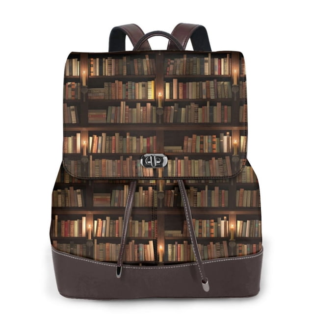 Disketp Bookshelves Mochila de Cuero para Mujer, Bolso de Espalda Antirrobo con Estilo para Viaje, Trabajo y Uso Diario