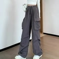 thumbnail image 6 of BUYISI Women S Hip Hop Overalls For Street Fashion High Waist Solid Color Trousers Brown M, 6 of 9