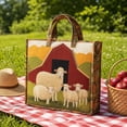 thumbnail image 2 of Farm Sheep Barn Quilted Tote Bag, Vintage Country Landscape Printed Fabric Handbag, Large Capacity Casual Shoulder Bag for Shopping School Travel Daily Use, 2 of 7