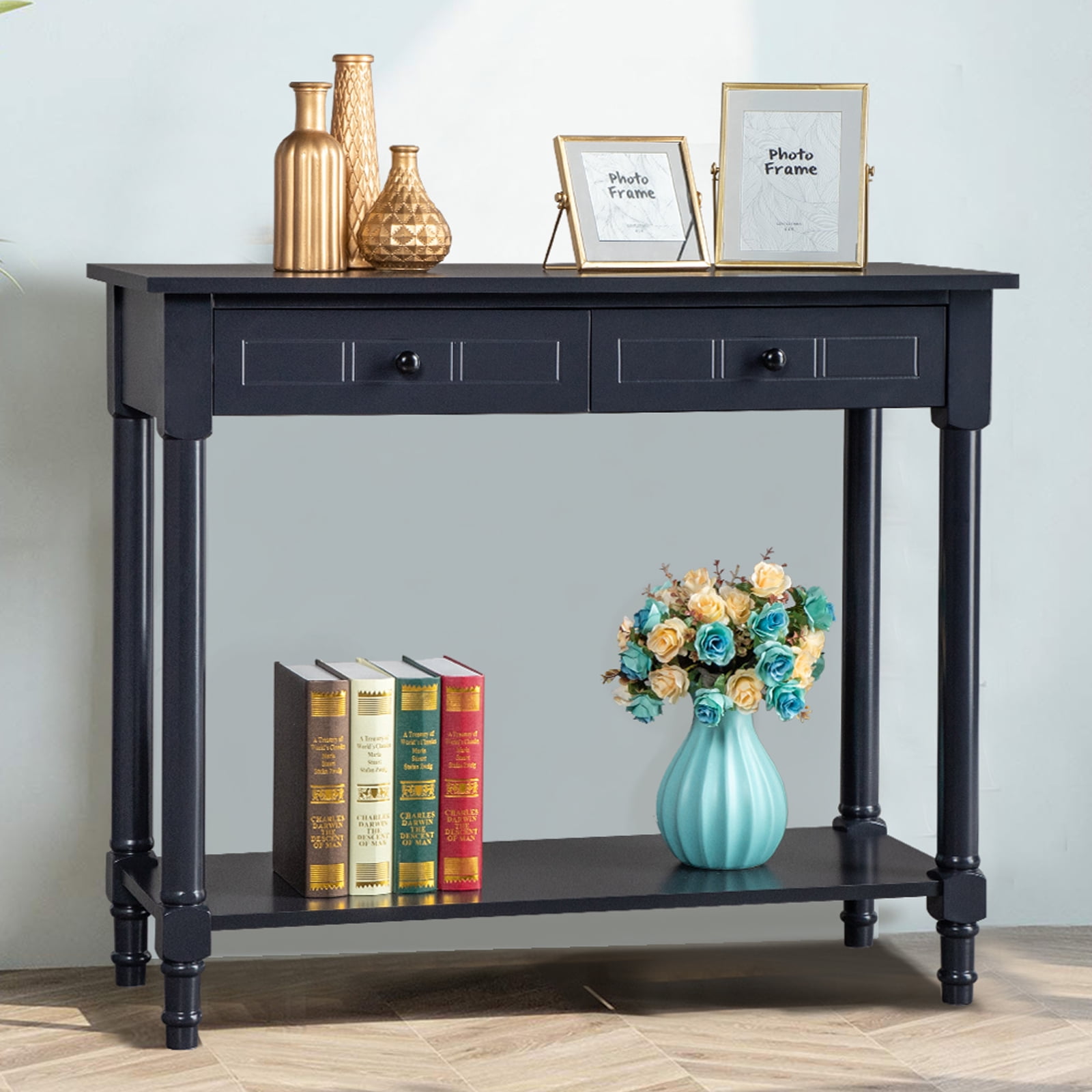 UWRNite 45" Console Table with Drawers and Storage Shelf Hall Table Vintage Sofa Table for