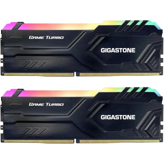 【RGB DDR4 RAM】GIGASTONE Game TURBO 32GB Kit (2x16GB)DDR4 3200MHz PC4-25600 CL16-18-18-40 Intel XMP 2.0 AMD Ryzen 1.35V UDIMM 288 Pin