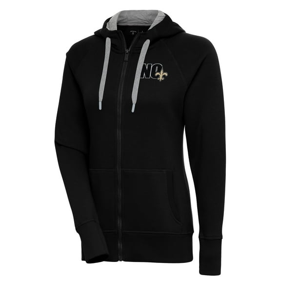 Women's Antigua  Black New Orleans Saints Victory Full-Zip Hoodie