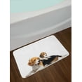 thumbnail image 2 of Beagle Bath Mat, Cute Family with Mother and Baby Puppy Domestic Fur Animal Photography, Non-Slip Plush Mat Bathroom Kitchen Laundry Room Decor, 29.5 X 17.5 Inches, Pale Caramel White Black, Ambesonne, 2 of 2