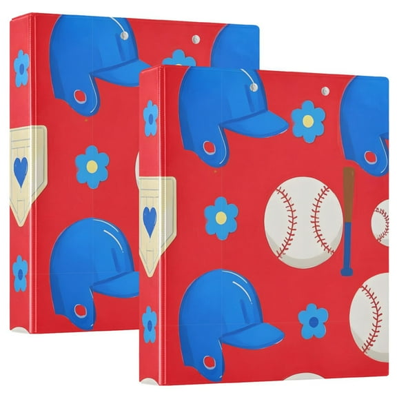 ALAZA Baseball Hardcover 3 Ring Binder 1.5" Round Rings Interior Pockets Binders Organizer 2 Pack