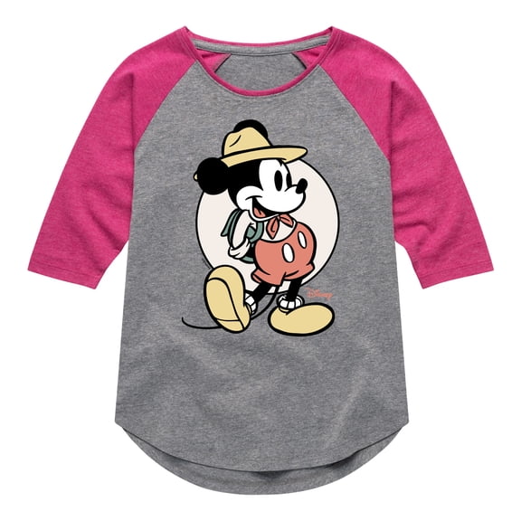 Disney - Mickey Mouse - Explorer & Camp Expert - Toddler & Youth Girls Raglan Graphic T-Shirt