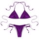 thumbnail image 5 of Conjunto de traje de baño de Bikini metálico brillante para mujer, copa triangular con almohadilla, sujetador Halter, Tanga con cordones y falda para cubrir Biquinis, traje de baño, 5 of 5